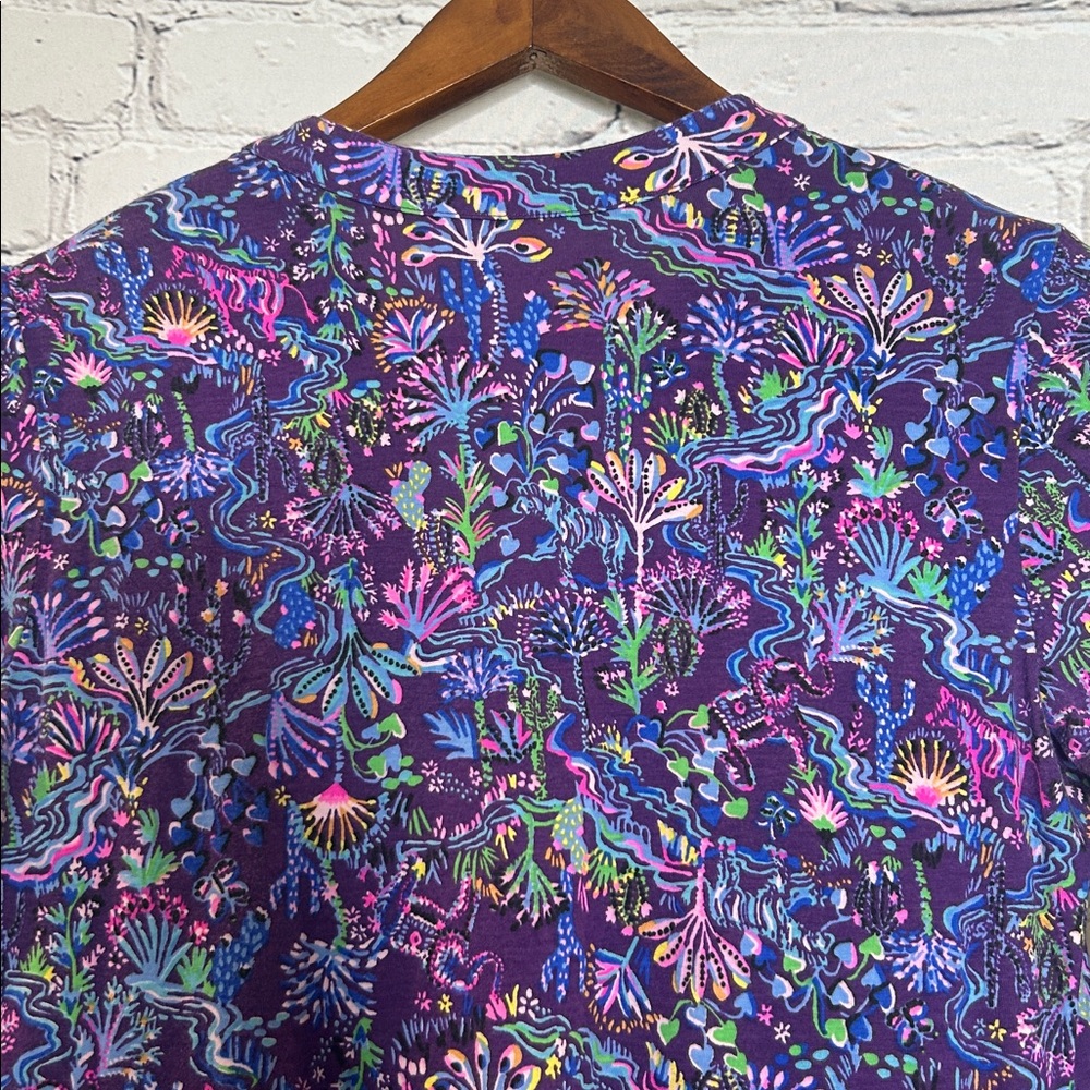 Lilly Pulitzer Dark Purple Floral V-Neck Tiered Dress Size Small - Picture 10 of 13